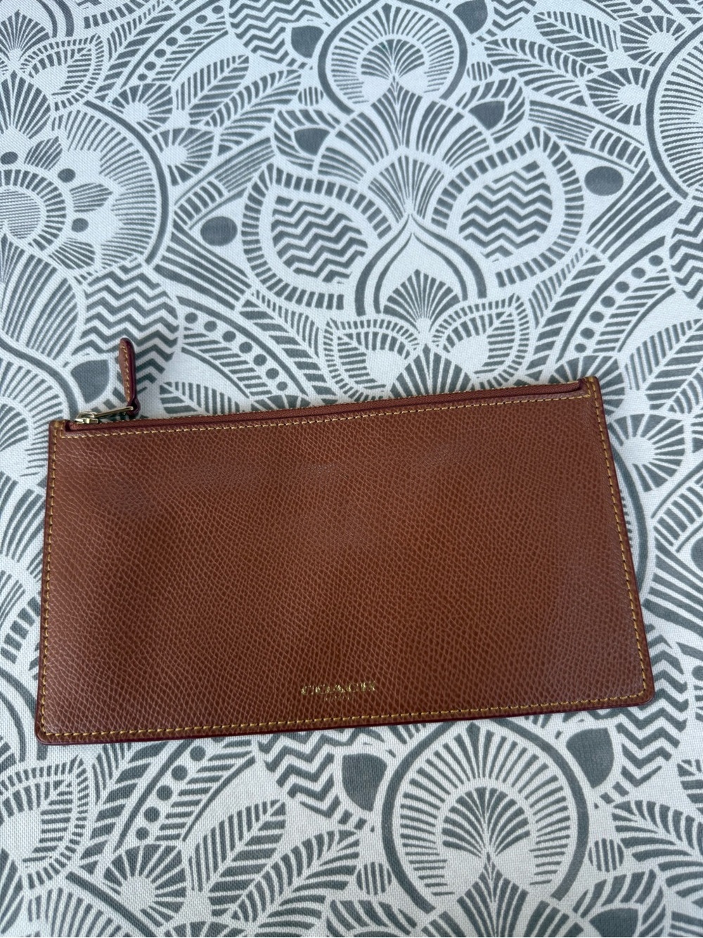 Authentic COACH brown Leather Long Envelope Wallet
